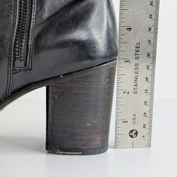 Frye Ankle Boots Addie Double Zip 76622 Women's 7.5 Black GUC Leather Heels - Picture 15 of 16